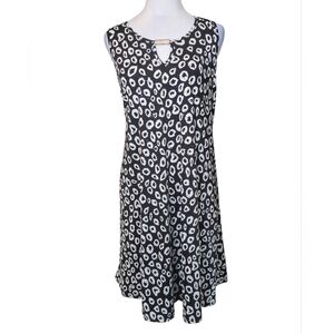 Espresso Black and White Patterned Midi Dress Size l